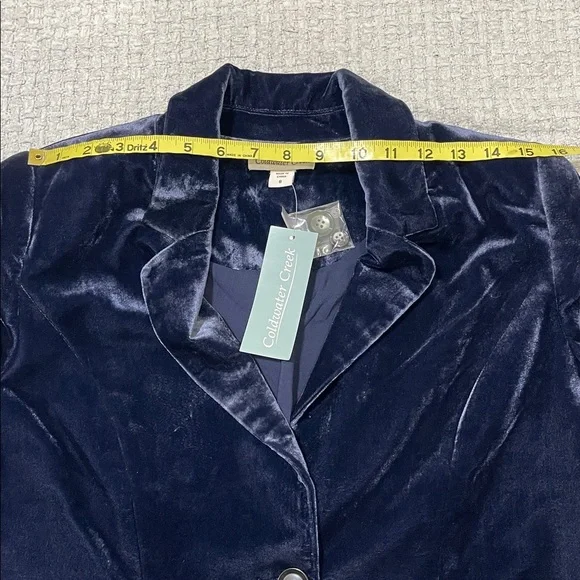 NWT’s Gorgeous Coldwater Creek Midnight Blue Velvet Blazer Size 8